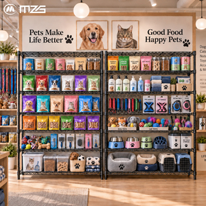 ชั้นวางสินค้าลวดโลหะสำหรับร้านค้าปลีกอุปกรณ์สัตว์เลี้ยง MZG ชั้นวางเก็บของโลหะสำหรับซูเปอร์มาร์เก็ตและร้านขายสัตว์เลี้ยง - Product Image 1