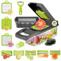 Trancheuse manuelle à mandoline Coupe-oignons Épluche-légumes Hachoir à légumes 18 en 1 Outils pour hacher les fruits et légumes