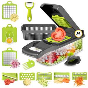 Trancheuse manuelle à <span class=keywords><strong>mandoline</strong></span> Coupe-oignons Épluche-légumes Hachoir à légumes 18 en 1 Outils pour hacher les fruits et légumes - Product Image 4