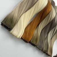 Estensioni per capelli Genius Weft di alta qualità, tagliabili, a doppia trama, in capelli vergini Remy Raw russi, 50g/sacchetto