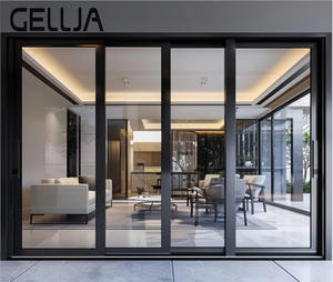 Design moderno doppia porta scorrevole in lega di alluminio <span class=keywords><strong>ingresso</strong></span> anteriore con suono isolato <span class=keywords><strong>ingresso</strong></span> vetro finito per ville finestre - Product Image 1
