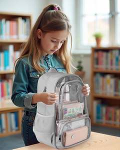 <b>Clear</b> <b>Backpack</b> with PVC Oxford Fabric Heavy Duty Transparent Bookbag with Reinforced Stitching Large Capacity Laptop Bag - Product Image 5