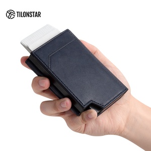 TILONSTAR TVC505, funda de aluminio de cuero personalizable, tarjetero de identificación emergente de crédito antirrobo con función de bloqueo RFID - Product Image 2