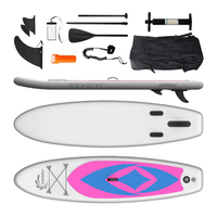 Planche de surf gonflable rose pour sports nautiques Offre Spéciale avec pompe + sac à dos + sac de réparation