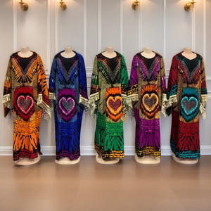 Tình Yêu Chất Lượng Cao Satin Rhinestone Abaya Hai-Mảnh Phụ Nữ Đồ Ngủ Khăn Cộng Với Kích Thước Cao Thời Trang Hồi Giáo Ăn Mặc Boubou Ăn Mặc - Product Image 5