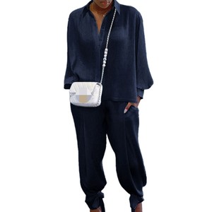 Women's <b>Sexy</b> Knitted Hand-crocheted Fringed Asymmetric Top and Pants Fashion Casual 2-piece <b>Set</b> Fashion - Product Image 6