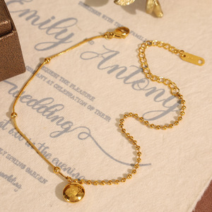 สร้อยคอทองคำเรียบหรู จี้ทรงกลม โลหะผสมสังกะสี สร้อยคอแบบมีชั้นๆ เครื่องประดับแฟชั่น - Product Image 2