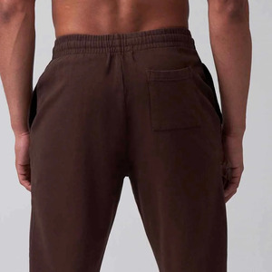 Autumn Wear Breathable Side Pockets Midweight Men's Solid <b>Brown</b> Cotton Sweatpants Elastic Waist Casual <b>Joggers</b> For Men - Product Image 3