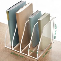 Organizador de Archivos de Escritorio Vertical de Acrílico de Alta Transparencia con 4 Compartimentos para Uso en Oficina y Hogar, para Libros/Revistas/Documentos