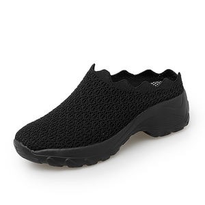 Mules Sabots Chaussures de jardin Sandales en tissu extensible pour femmes Sandales en maille respirante Chaussons de plage Mocassins à <span class=keywords><strong>talon</strong></span> compensé augmentant la taille - Product Image 3