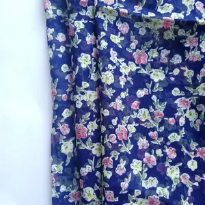 부드러운 얇은 폴리 에스터 크레페 쉬폰 꽃 인쇄 여성 드레스 패브릭