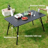 Table pliante ultra-légère en aluminium réglable, table portable pour la pêche, le pique-nique et le camping