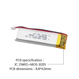 China Polymer Lithium-Ionen-Zelle Hersteller OEM Kinderspiel zeug batterie UFX 551551 500mAh 3,7 V Li-Ionen-Polymer batterie mit Sicherheits datenblatt