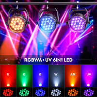 6 projecteurs PAR LED 18x10W IP65 RGBWA+UV étanches avec flight case pour scène, discothèque, DJ, bar, performance