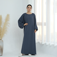Robes pour Femmes, Abaya d'Allaitement Douce en Nida pour Mères, Vêtement Islamique avec Fermeture Éclair Latérale à l'Avant, Robe Abaya d'Allaitement à Manches Bouffantes