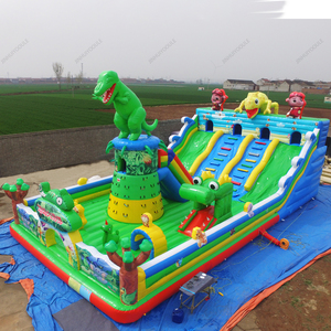 Fábrica PVC 17*7m Parque <span class=keywords><strong>de</strong></span> Atracciones inflable Laberinto/Escalada en roca/Tobogán/Carrera <span class=keywords><strong>de</strong></span> obstáculos Dinosaurio <span class=keywords><strong>Castillo</strong></span> inflable - Product Image 5