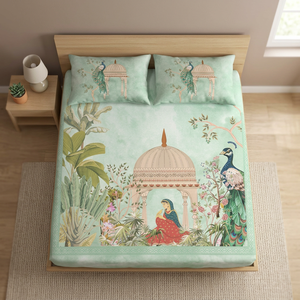 Super King Size 300TC Premium Satin Fabric Cooling Organic Classic Style Wedding Quilt Set 2 <b>Pillow</b> Covers Solid Digital Print - Product Image 2