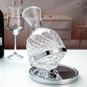 Creative rotatable glass red wine decanter tumbler diamond whiskey glass decanter Gift box packaging