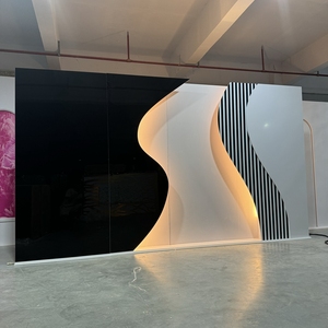 BJ250080-26 Luckygoods Новый стиль Роскошная вечеринка черный белый полосатый ПВХ акриловый свадебный фон со светодиоидным светом для сценического декора - Product Image 4