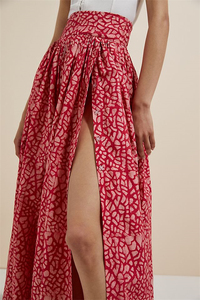 Chân Váy Nữ Vải Bông Phong Cách Bohemian, Dáng Dài, Xẻ Cao, In Họa Tiết, Kiểu Mới, Mặc Thường Ngày - Product Image 2