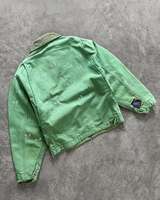 Veste polaire vintage délavée et vieillie pour homme, coupe oversize, imprimée avec lettres en relief, col rabattable, fermeture éclair, service OEM