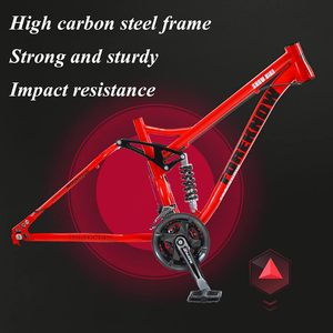 Bicicletta da Montagna per Uomo con Telaio in Acciaio al Carbonio da 26 Pollici, 27 Velocità, Doppia Sospensione, Freni a Disco, Pedali Ordinari Completamente Ammortizzati - Product Image 3