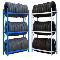Étagère de stockage robuste pour entrepôt, en acier, pour pneus de camion, avec poteaux métalliques pliables et amovibles, anti-rouille