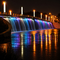 Fontaine à rideau d'eau numérique, cascade extérieure, conception personnalisée, projet commercial