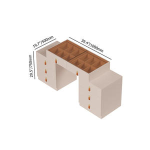 Meubles de chambre à coucher modernes et luxueux Coiffeuse à maquillage escamotable en verre trempé avec îlot de rangement et coiffeuse à 8 tiroirs - Product Image 6