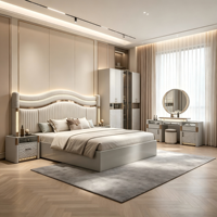 Lit capitonné de luxe en cuir velours MDF, taille Queen et King, pour mobilier de chambre d'hôtel moderne de style royal français européen