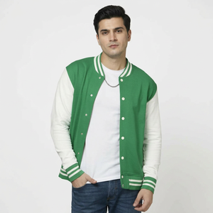 Chaquetas Varsity de Invierno para Hombre, de Color Sólido, Cálidas, de Manga Larga, con Mangas de Cuero Estampadas, Chaquetas de Béisbol, OEM ODM - Product Image 1