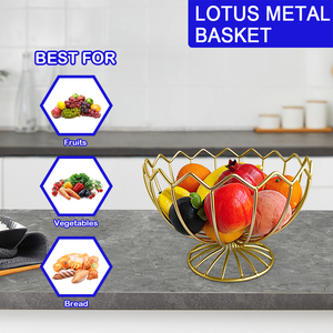 Countertop bền kim loại nước trái cây giỏ vàng trái cây đứng dây sen sang trọng trái cây Bát cho rau khoai tây Hành Tây Trứng bánh mì - Product Image 3