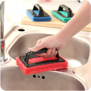 Sponge bathroom scrubber with handle, pot and pan scrubber, stove scrubber, sink cleaning <b>brush</b>, crevices <b>brush</b>, pool scrubber, - Product Image 1