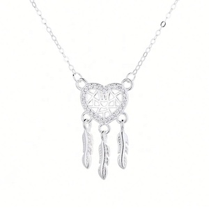 Collier Pendentif Attrape-rêves en Argent Sterling 925 Pur avec Zircon Cubique et Chaîne Croix, Bijou Tendance pour Femme - Product Image 5