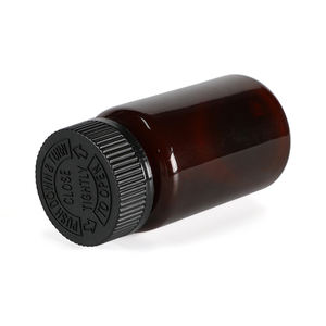 Custom Logo PET Round Bottle 120ml 250ml Transparent Brown with Gold Stamping Child-Resistant Lids for <b>Magnesium</b> Pills - Product Image 2