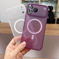 Coque de téléphone fine en PC semi-transparente mate violette à adsorption magnétique pour iPhone 18 Pro Max, style influenceur
