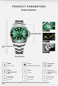 Montre automatique <span class=keywords><strong>PAGANI</strong></span> DESIGN PD-1639, montre-bracelet mécanique de luxe avec verre saphir, montre sport en acier inoxydable étanche pour homme - Product Image 6