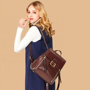 <b>Ladies</b> Genuine Leather Shoulder Bag Multi Function Fashion Women Handbag Casual <b>Backpack</b> - Product Image 3