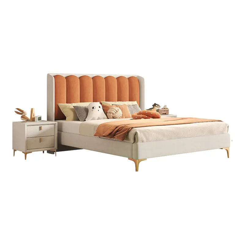 2023 New Modern Kids Bedroom Wooden Children Upholstered Bed Girls Bedroom Sets Bedroom Furniture Bed Frame