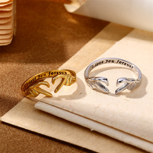 <span class=keywords><strong>Gravure</strong></span> gratuite Je t'aime pour toujours Plaqué or 18 carats Main Cœur <span class=keywords><strong>Bague</strong></span> 925 Personnaliser Lettres d'amour S925 <span class=keywords><strong>Bague</strong></span> de <span class=keywords><strong>mariage</strong></span> Ensemble de couple - Product Image 3