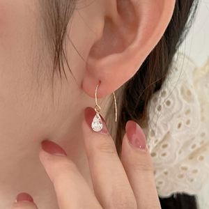 Dylam Exclusive Design Fine Jewelry Rhodium Champagne Gold Plated S925 Silver Dangle Pear Shape 5A Zirconia <b>Hook</b> <b>Earrings</b> - Product Image 3