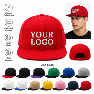 Wholesale Custom Logo 100% Polyester Baseball <b>Caps</b> Promotional Gifts Trendy <b>Flat</b> Brim Plain Snapback <b>Cap</b> For <b>Men</b> & Women - Product Image 1