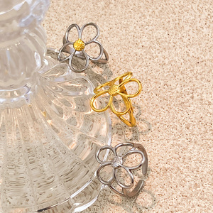 Anello in Acciaio Inossidabile <span class=keywords><strong>Y</strong></span> & S Fashion con Design a Girasole, Placcato Oro 18K Bicolore, Anello Aperto - Product Image 3