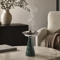 Brûleur d'encens de luxe en marbre, brûleur de Bakhoor en pierre naturelle, porte-encens arabe Mubkhar pour la décoration de la maison pendant le Ramadan
