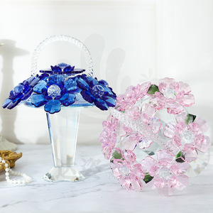Panier à fleurs en cristal Darz, verre rose, décoration de bureau moderne, pièce unique, cadeau - Product Image 3