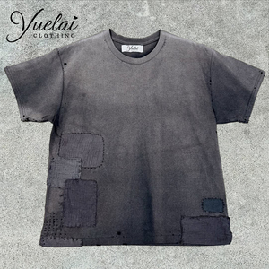 T-shirt épais personnalisé avec logo, streetwear, imprimé graphique, grande taille, délavé à l'acide, vintage, coupe oversize, 100% coton, écologique - Product Image 1