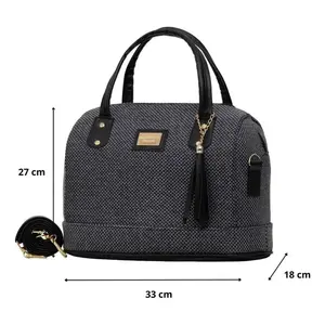 Bolso de Yute Resistente para Mujer Fana Jordin, Tamaño Mediano, con Patrón de Letras, Bolso de Playa con Asa Larga y Cierre de Broche - Product Image 2