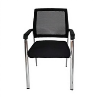 Chaise de Visiteur Exécutive Moderne en Maille Métallique avec Accoudoirs Fixes et Pieds en Métal Pivotant à 360°