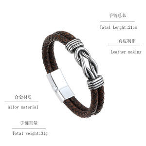 Bracciale Infinity Punk in <span class=keywords><strong>Pelle</strong></span> con Chiusura Magnetica, Stile Classico ed Elegante, <span class=keywords><strong>Bracciali</strong></span> Vintage Punk in <span class=keywords><strong>Pelle</strong></span> per <span class=keywords><strong>Uomo</strong></span> - Product Image 4