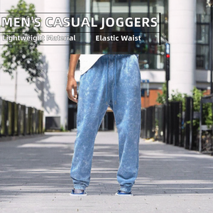 Men's Casual Sweat Jogger Pants Customized Colored Wash Breathable Lightweight Plus Size Eco-Friendly <b>Plain</b> Dyed Waist - Product Image 2